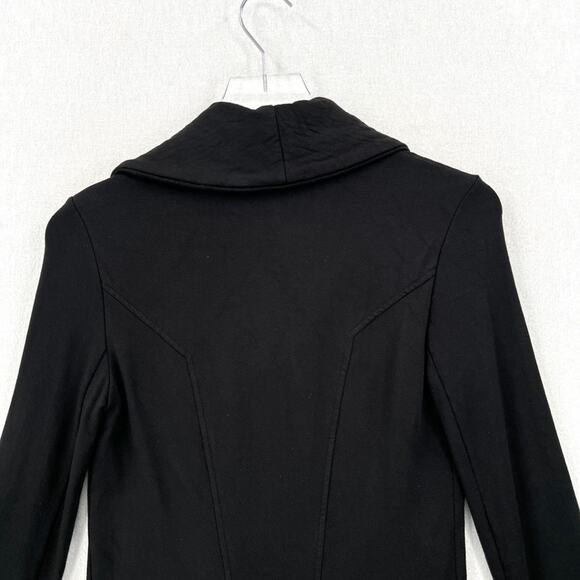 HELMUT LANG Villous Asymmetric Moto Jacket XS Black Sweatshirt Knit Full Zip - Picture 6 of 12